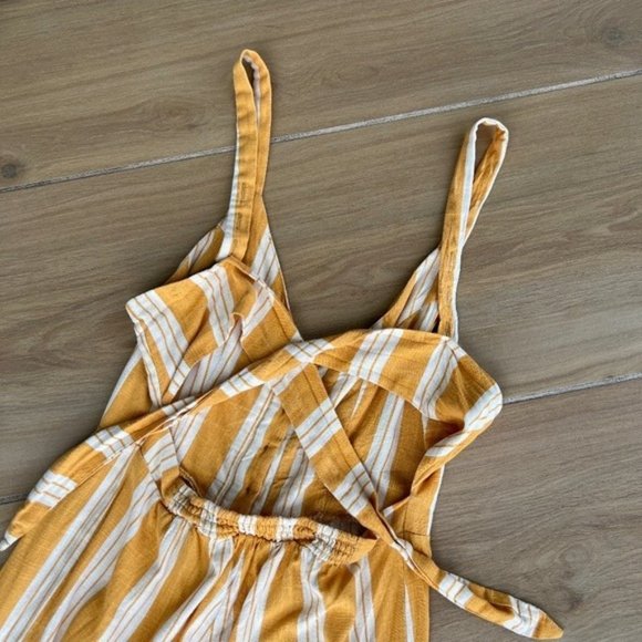 PacSun Kendall & Kylie Yellow Striped Linen Blend Jumpsuit Size Large Wide Leg - Picture 7 of 13